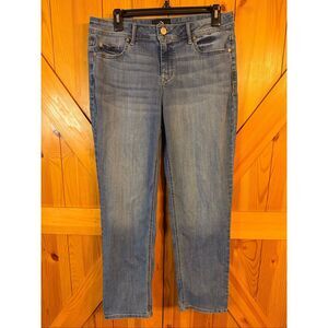 Jordache Women’s Medium Wash High Rise Distressed Cropped Jeans READ Size 6 (650